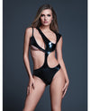 Allure Risque Lover Latex Look Vinyl Peek-A-Boo Teddy - Black MD
