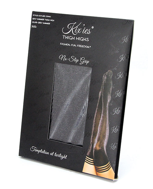 Kix'ies Kaylee Grey Shimmer Thigh High - Grey