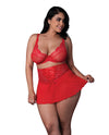 Sugar High Bralette w/Garter & Panty 3 pc Set - Red QN