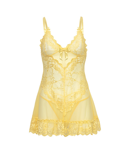 Valentine Lacey Babydoll w/G-String - Pale Banana SM