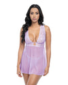 Stassi Lace & Mesh Babydoll w/G-String 2 pc Set - Lavender L/XL