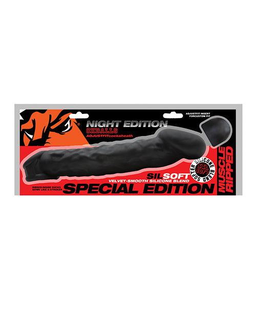 Oxballs Muscle Ripped Inner Ribbed Velvet-Smooth Cocksheath - Special Edition Black