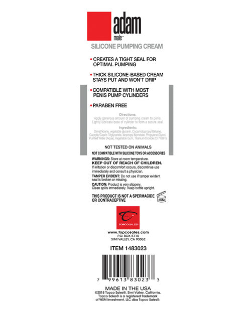 Adam Male Silicone Pumping Cream - 6.3 oz White