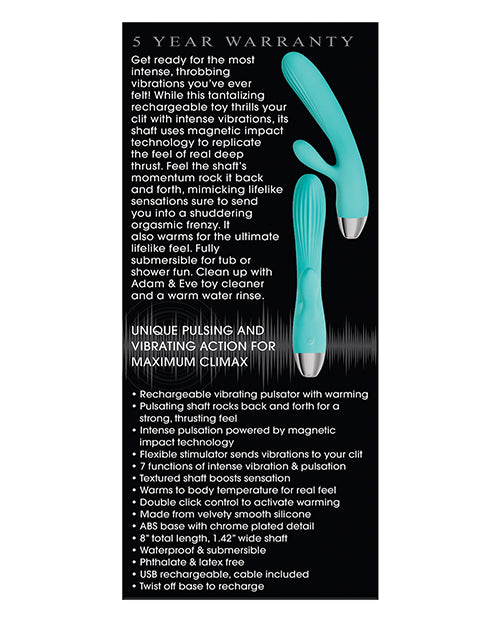 Adam & Eve Eve's Rechargeable Pulsating Dual Massager - Teal
