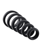Adam & Eve 6 pc Silicone Penis Ring Set - Black