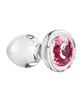 Adam & Eve Pink Gem Glass Plug - Medium