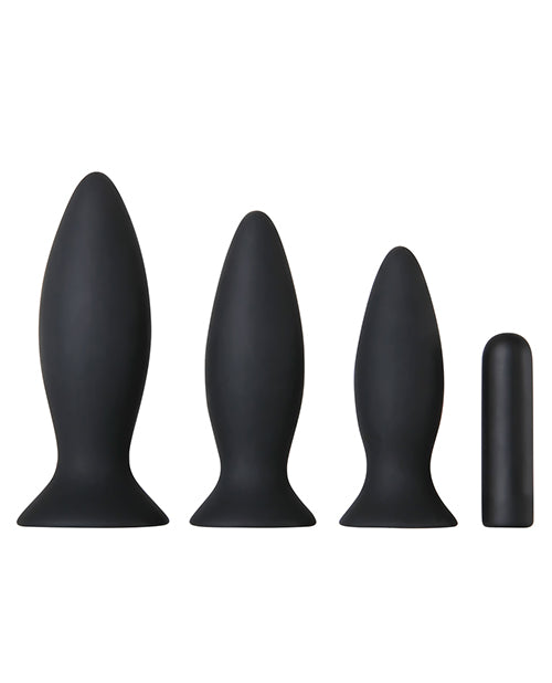 Adam & Eve Rechargeable Vibrating Anal Training Kit - Black
