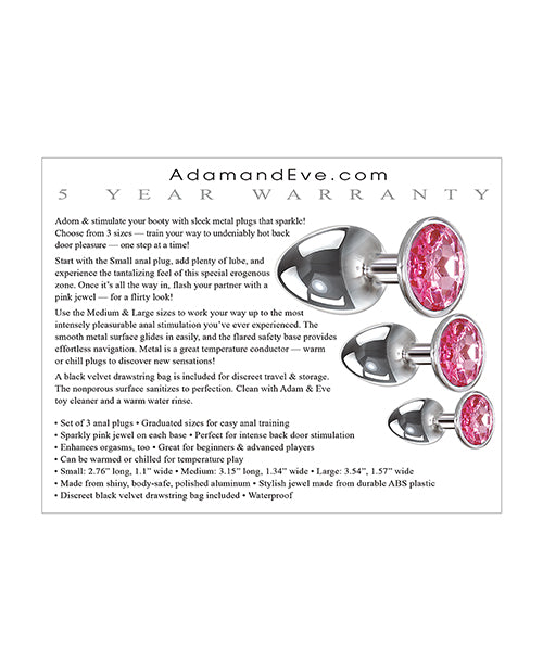 Adam & Eve Pink Heart Gem Anal Plug Set