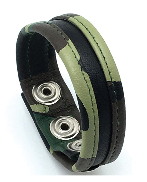 Sensual Sin Leather 3 Snap Cock Strap - Camo
