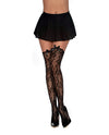 Knitted Lace Design Thigh High Stockings Black O/S