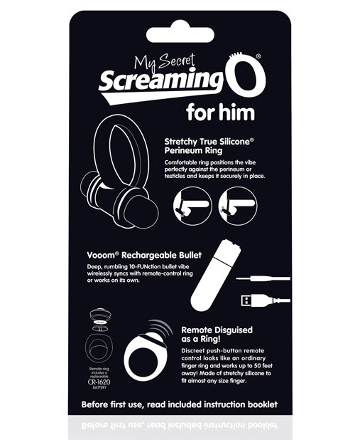 Screaming O My Secret Bullet & Ring for Him - Black