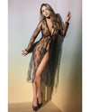 Classic Sheer Lace Robe & G-String Black O/S