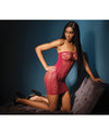 Sleek Seamless Stretch Fishnet Tube Dress w/Laser Cutout Details Merlot O/S