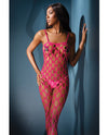 Sleek Seamless Stretch Open Net Bodystocking Neon Pink O/S