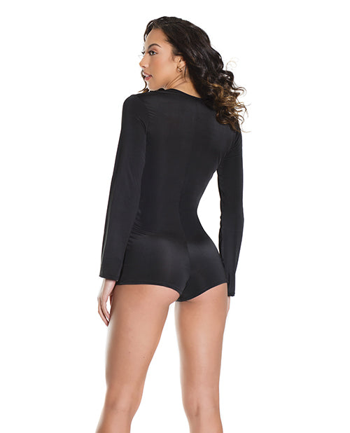 Fashion Stretch Knit Race Car Romper Black/Red O/S