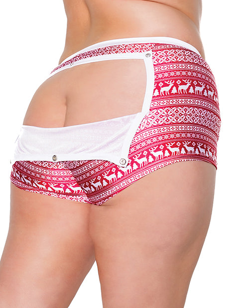 Holiday Unisex Boxer Brief w/Back Flap Red/White OS/XL