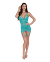 Simply Sexy Stretch Lace Garter Slip & Fishnet G-String Ocean LG
