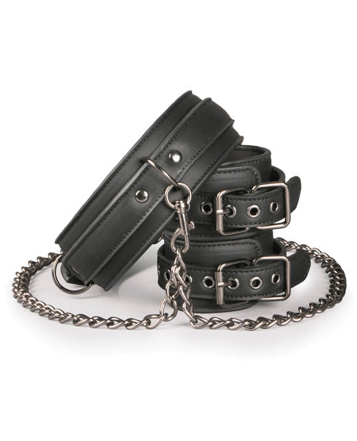 Easy Toys Faux Leather Collar w/Anklecuff - Black