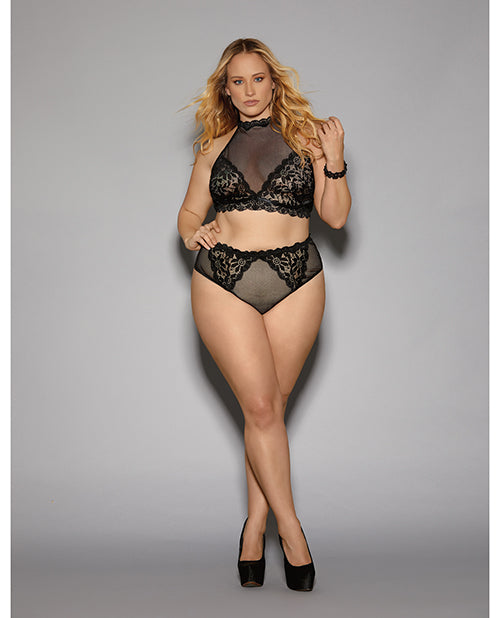 Euphoria Bra Set w/Detachable Garters & Hose Black QN
