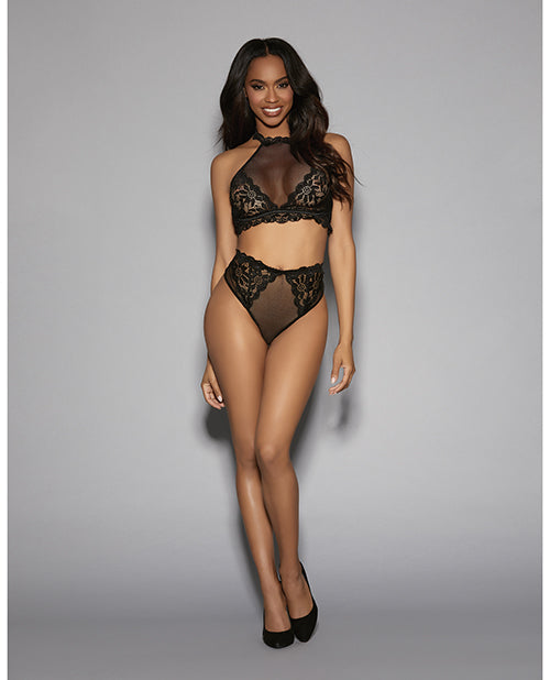 Euphoria Bra Set w/Detachable Garters & Hose Black O/S