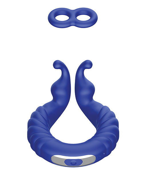 Forto F-24 Textured Vibrating Cock Ring - Blue