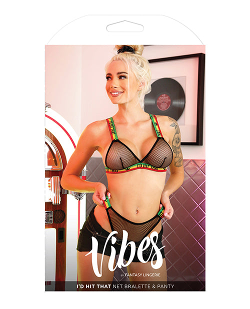 Vibes I'd Hit That Net Bralette & Panty Black M/L