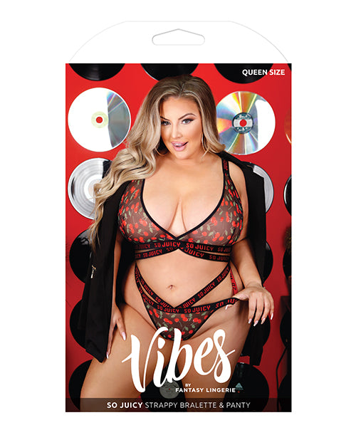 Vibes So Juicy Strappy Bralette & Panty Black QN