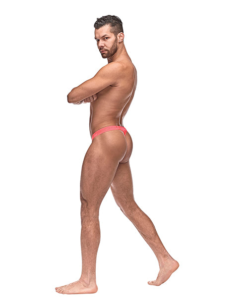 Semi Sheer Embossed Swirl Micro G-String V Coral