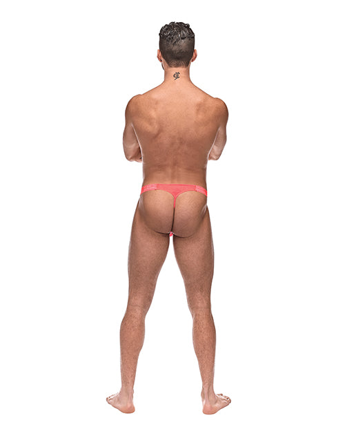 Semi Sheer Embossed Swirl Micro G-String V Coral