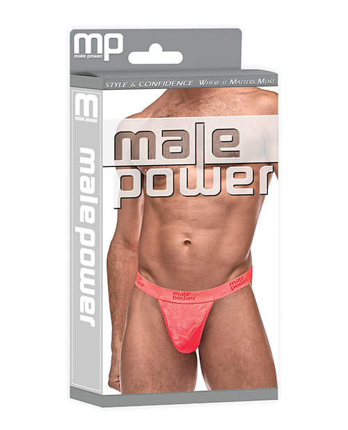Semi Sheer Embossed Swirl Micro G-String V Coral