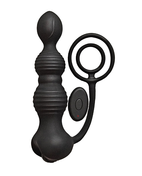 Anal-Ese Remote Control Pleasure Plug & Cockrings - Black