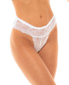 Helena Stretch Lace Open Back Crotchless Panty White S/M
