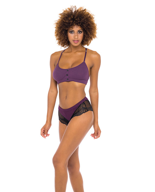 Claribel Ribbed jersey Bralette & Boyshort Italian Plum L/XL
