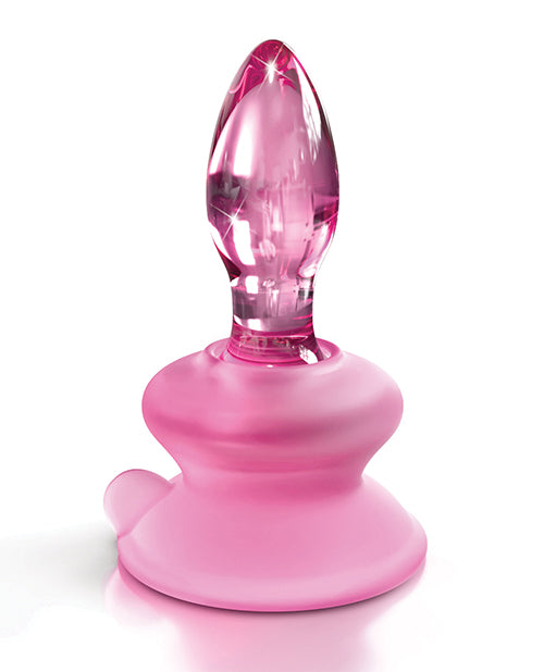 Icicles No. 90 Hand Blown Glass Butt Plug w/Suction Cup - Pink