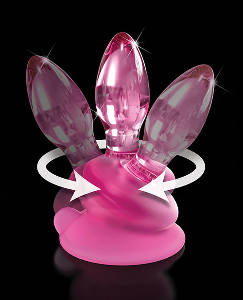 Icicles No. 90 Hand Blown Glass Butt Plug w/Suction Cup - Pink