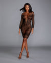 Seamless Fishnet & Lace Versatile Chemise Black O/S