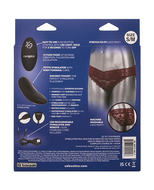 Remote Control Lace Panty Set - Burgundy