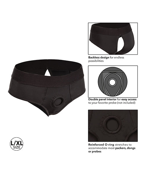Her Royal Harness Backless Brief L/XL - Black