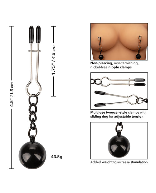 Nipple Grips Weighted Tweezer Nipple Clamps -Silver