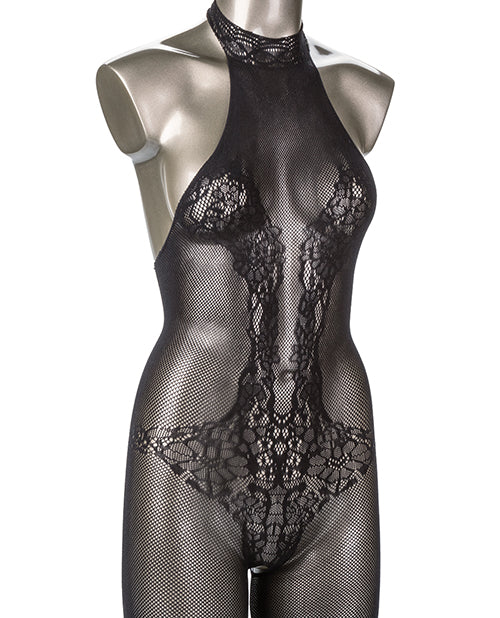 Scandal Plus Sie Halter Lace Body Suit - Black