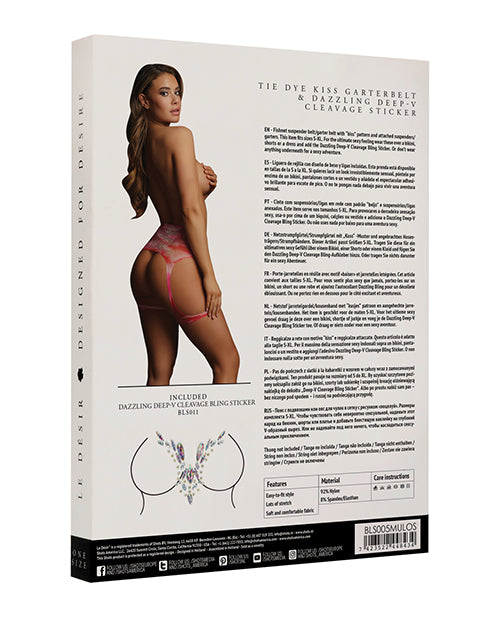 Shots Bliss Kiss Leg Garter Panty w/Body Jewelry Multi O/S