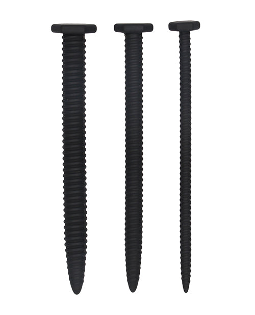 Shots Ouch Urethral Sounding Silicone Screw Plug Set - Black