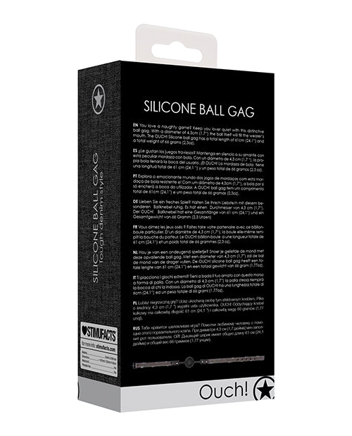 Shots Ouch Silicone Gag w/Denim Straps - Black
