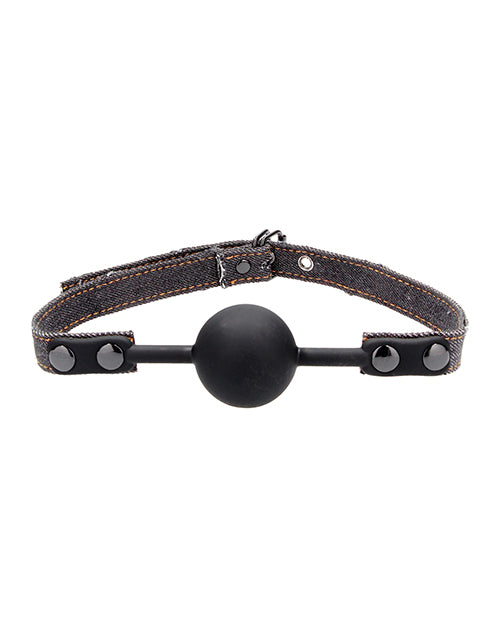 Shots Ouch Silicone Gag w/Denim Straps - Black
