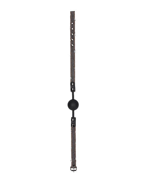 Shots Ouch Silicone Gag w/Denim Straps - Black