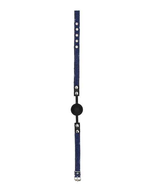 Shots Ouch Silicone Gag w/Denim Straps - Blue