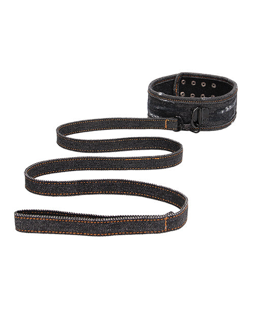 Shots Ouch Denim Collar w/Leash - Black
