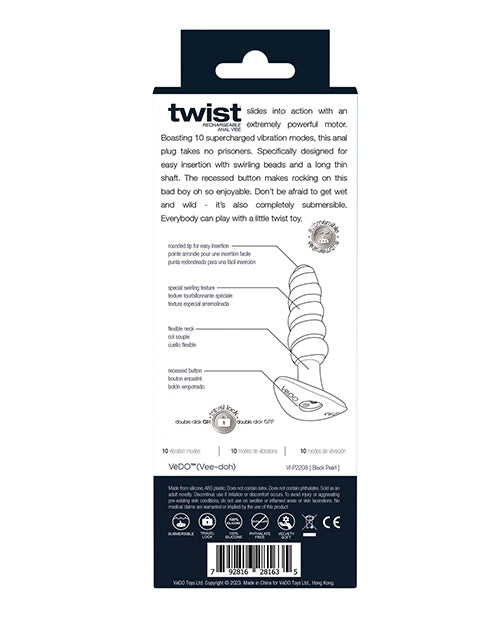 VeDO Twist Rechargeable Anal Plug - Black