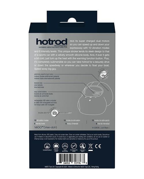 VeDO Hot Rod Rechargeable Warming Masturbator - Just Black