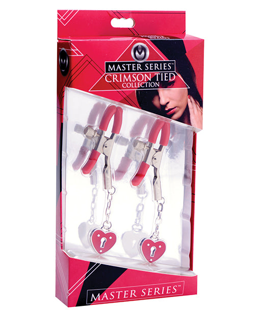 Master Series Charmed Heart Padlock Nipple Clamps - Assorted Colors